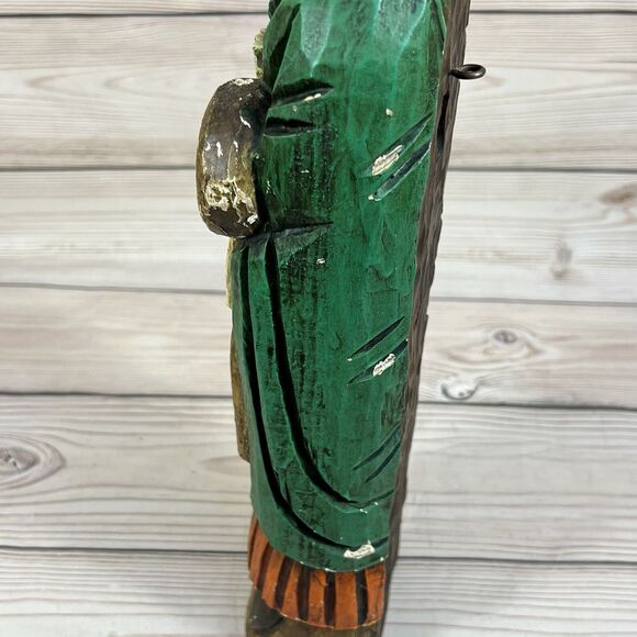 VTG St Peter w/Key Wooden Sculpture SANTOS 19” Hand Carved & Painted Holy Figure - Picture 9 of 16